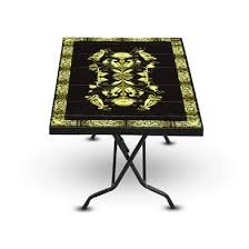 203 B Foil Print 4 Seat.Vict.Table Cent.Leg Black