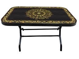 203 B Foil Print 4 Seat.Vict.Table Cent.Leg Black